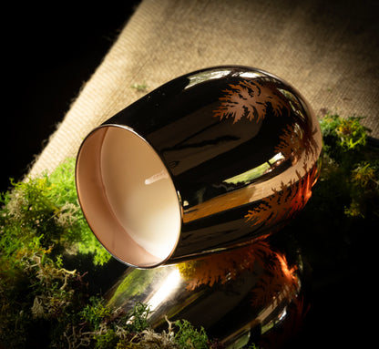 Etched Copper Candle Egg shaped glass with Irish Soy Wax Candle in Spiced Orange